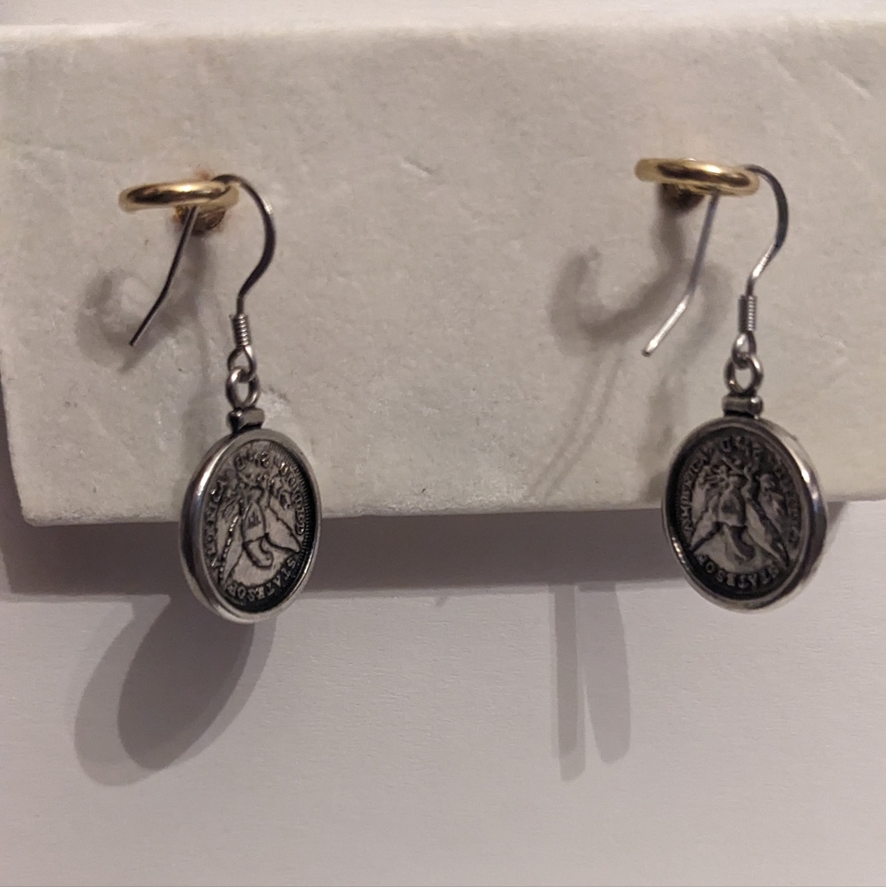 Silver Coin Earrings - Picture 4 of 6